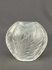 Lalique FILICARIA Leaf Fronds Clear 4 1/2" Pocket Vase: MINT