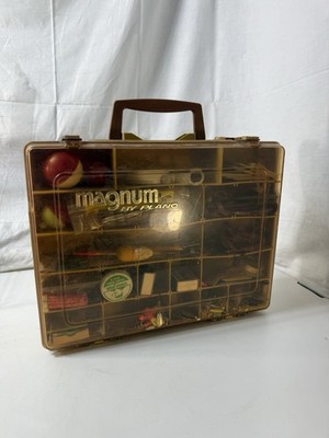 Vintage Plano Magnum Double Sided Tackle Box Loaded Lures Uncle Josh Baits Lot 
