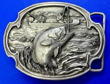 Large Mouth Fish Bass Fishing Sports Fisherman Vintage 1984 Siskiyou Belt Buckle