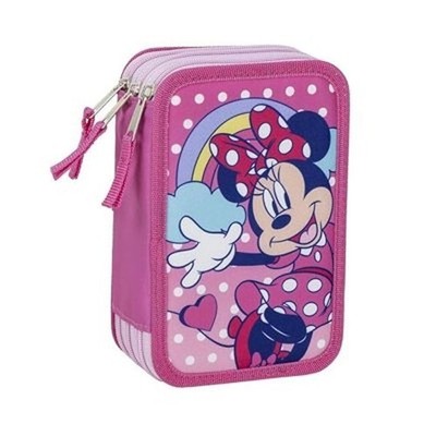 Minnie Mouse Maus Federtasche Mäppchen Federmäppchen Schüleretui 3-fach, gefüllt