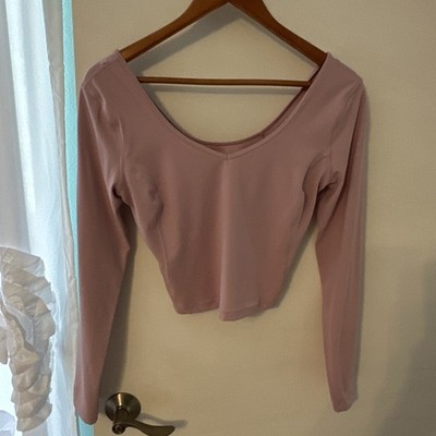 Lululemon Align Long Sleeve  Pink Peony Size 8 Crop Soft Nulu