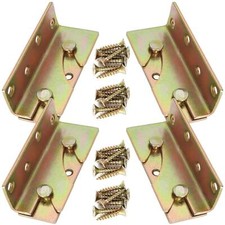 4 Pack Heavy Duty Bed Rail Brackets Wooden Bed Frame Connector with Screws