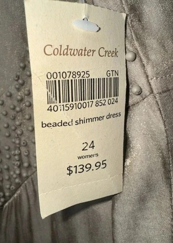 NWT $140 Coldwater Creek Beaded Shimmer Dress Women’s Plus Size 24 Golden Beige - Picture 2 of 9