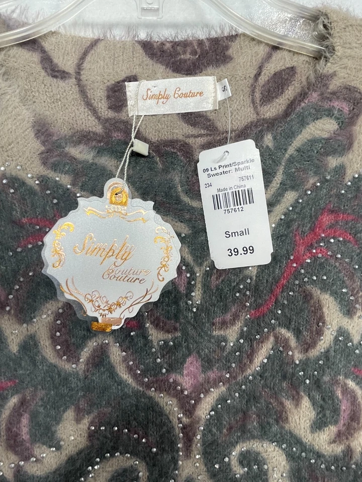 Suéter Simply Couture Mujer Pequeño Top Pullover Lana Acrílico Estampado Brillante Foto 3 de 4