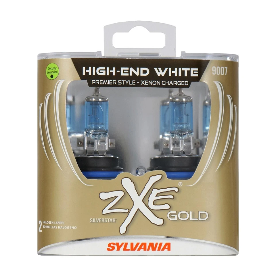 Sylvania Silverstar ZXE Gold 9007 HB5 65/55W Dos Bombillas Faro Doble haz Stock Foto 2 de 4