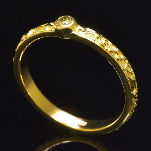 Ring US size 9 Gold Vermeil Sterling Silver Genuine Natural 0.08ct Diamond 2.50g - Picture 8 of 9