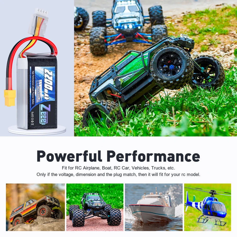 2x Zeee 11.1V 2200mAh 3S Short Lipo Akku Batterie XT60 50C for RC Auto Flugzeug - Bild 4 von 4