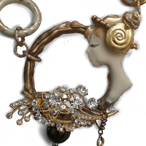 Luxury Jewelry Gothic Art Deco Nouveau Necklace Pendant Princess Beads Pearl Bib - Picture 3 of 24