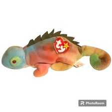 Ty Beanie Babies Iggy the Iguana Tie Dye No Tongue 1997 Vintage Retired Kid Toy
