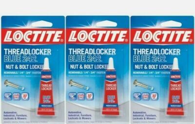 3 New 0.2oz LOCTITE Nut & Bolt Threadlocker Blue 242 Gel Adhesive Glue Removable