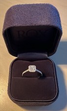BRAND NEW PLATINUM PRINCESS HALO ENGAGEMENT RING NATURAL DIAMOND SIZE J (Juliet)