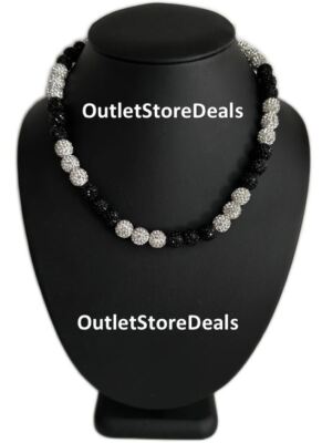 Black & White Crystal Ball Beaded Necklace Black & White Crystal Ball Beaded Necklace