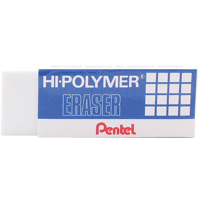 ZEH-10 Pentel Hi-Polymer Block Eraser, White Eraser, Large, Pack of 2