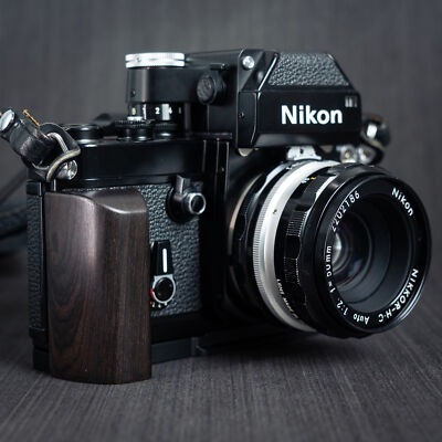 Wood L Hand Grip Handle For Nikon F2 F2A F2AS Camera w/Aluminum Alloy Baseplate