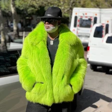 Men Real Natural Fox Fur Coat Overcoat Winter Warm Fluffy Outerwear Full Pelt