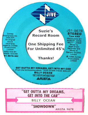 Billy Ocean Get Outta My Dreams Into My Car #B Jukebox Strip EX/VG+ 45 7'' Vinyl