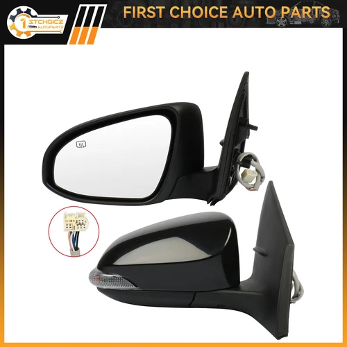 Mirrors Fits 2014-2018 Toyota Corolla LH&RH Side Power Heated Black Signal Light