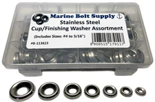 Stainless Steel Finishing Cup Washer Assortment Kit (Sizes #4 to 5/16") 