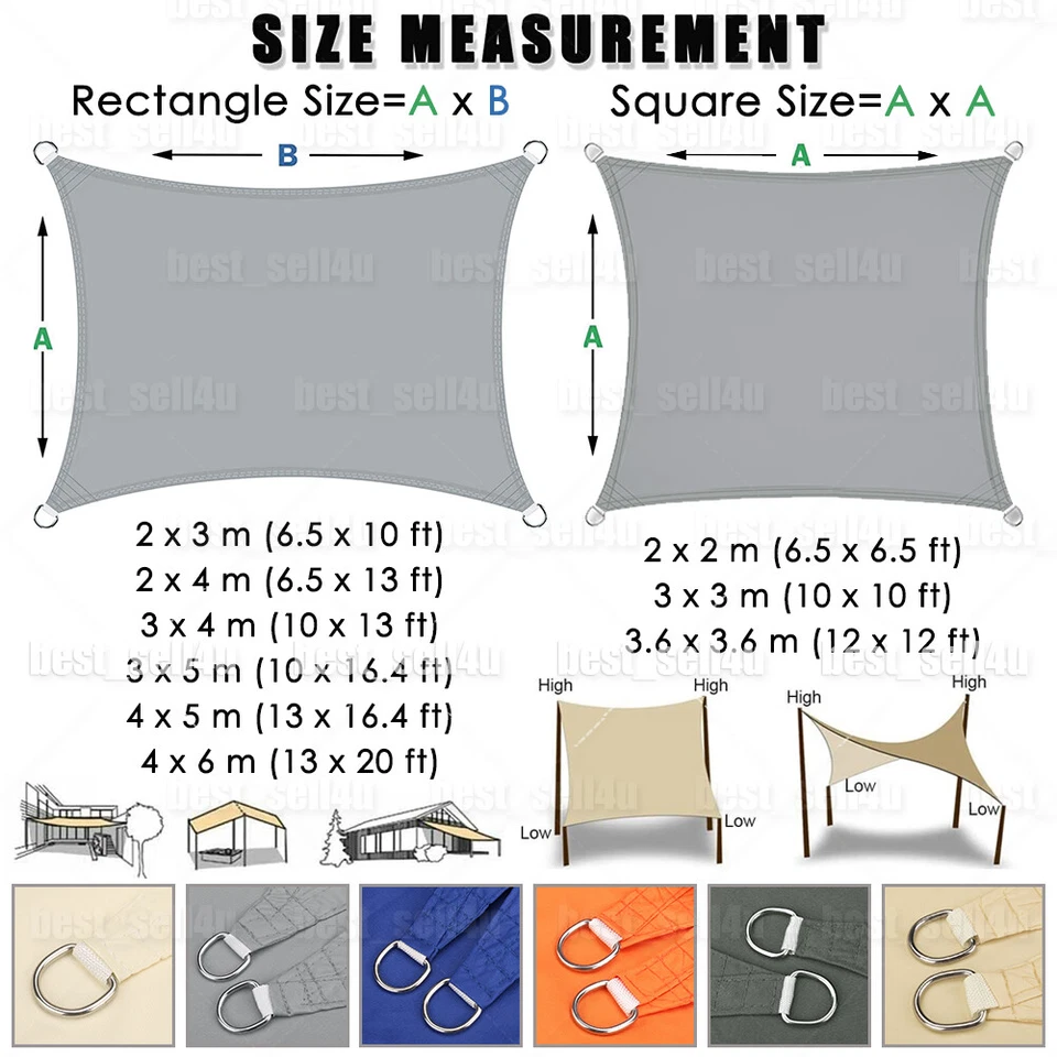 Солнцезащитный козырек с парусом уличный козырек с комплектом оборудования для патио сада заднего двора - Изображение 3 из 4