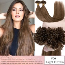 USA Pre Bonded Fusion Keratin Glue Nail U Tip Remy Human Hair Extensions #Thick