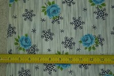 By 1/2 Yd, 36" Wide, Vintage 1940 s-60 s, Blue Floral on Gray Quilt Cotton,M7161