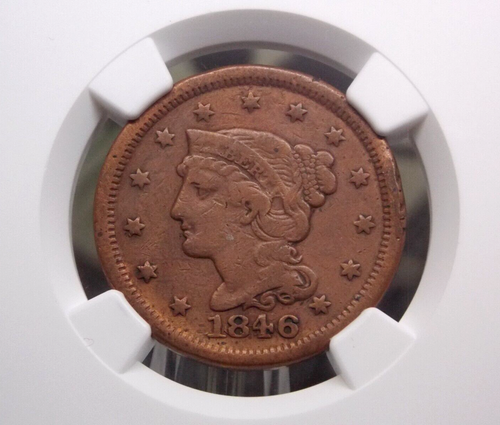 1846 / 1846 Braided Hair Large Cent N-4 *SMALL DATE* 1c NGC VF Details #013 - 第 1/6 張圖片