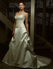 casablanca wedding dress Plus new satin ivory gown