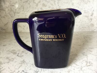 Seagram s VO Canadian Whiskey Arabia Finland Cobalt Blue Pitcher 6.5  Tall