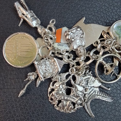 Vintage 60's Sterling Silver Charm Bracelet+38 Charms, 7.0" Travel, Loaded 100gm - Picture 3 of 8