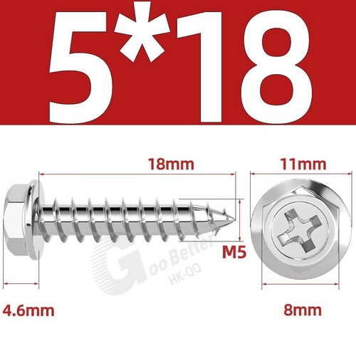 Flanged Self Tapping Screws Stainless Steel Hexagon Hex Head Tappers M3 M4 - M10 - Picture 32 of 89