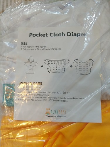 6 Alva Baby Pocket Cloth Diapers New with 12 Inserts Neutral Colors - Picture 4 of 9