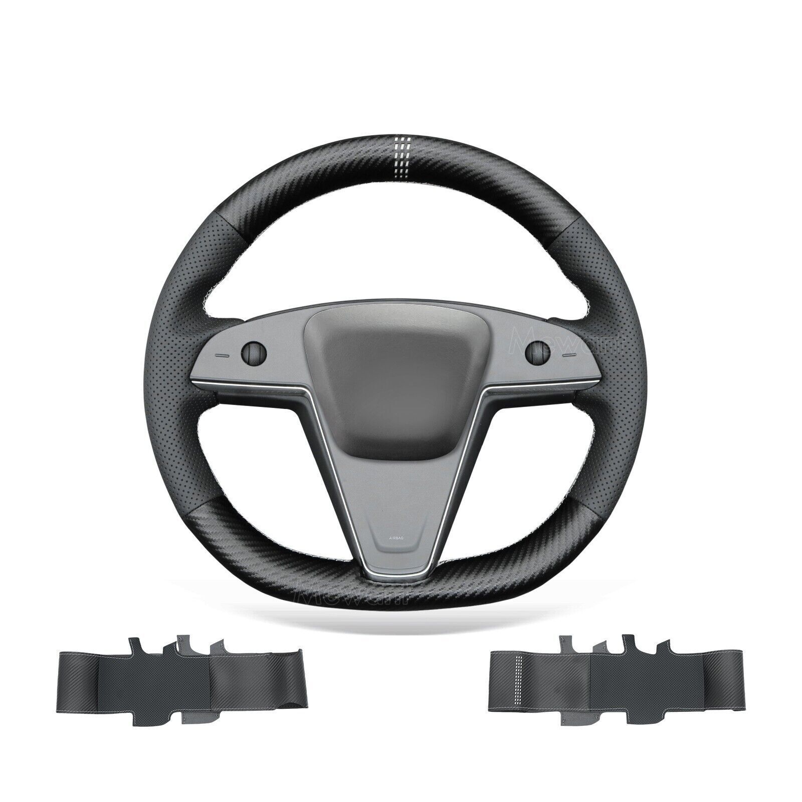 PU Carbon Fiber Artificial Leather Steering Wheel Wrap for Tesla Model S Model X