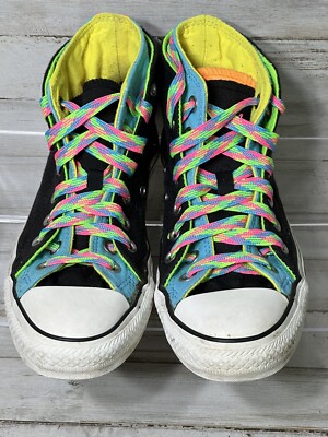 CONVERSE ALL STAR UNISEX CT TWO FOLD HI 106758F SHOES BLK NEON SIZE 5M 7W 