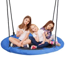 48" Large Blue Saucer Tree Swing Set for Kids Adults w/ Adjustable Hanging Rope