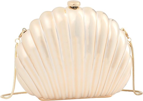 Damen Muschel Abendtasche Handtasche Meerjungfrau Kette Riemen Clutch Handtasche Z-Gold - Bild 7 von 7