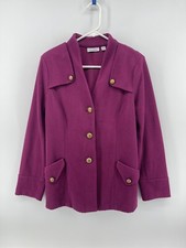 Joan Rivers Knit Jacket Blazer Womens Size Medium Purple Gold Buttons Fast Ship