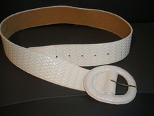 Jenny and the Boys Genuine Leather Woman's White Belt Large