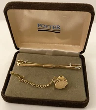 Vintage Fosters Tie And Suit Collar Clip Gold Plated Bundle With Case 