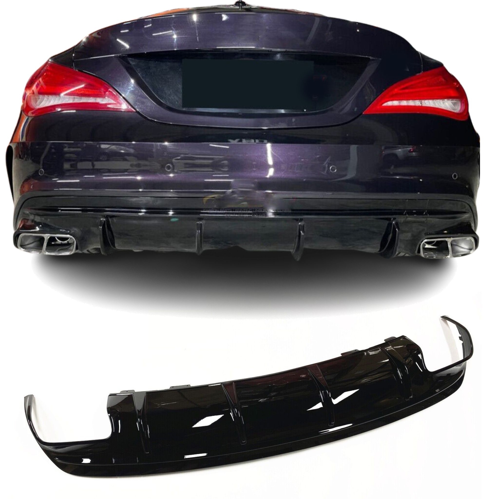 Rear Diffuser for Mercedes-Benz CLA C117 W117, Glossy Black