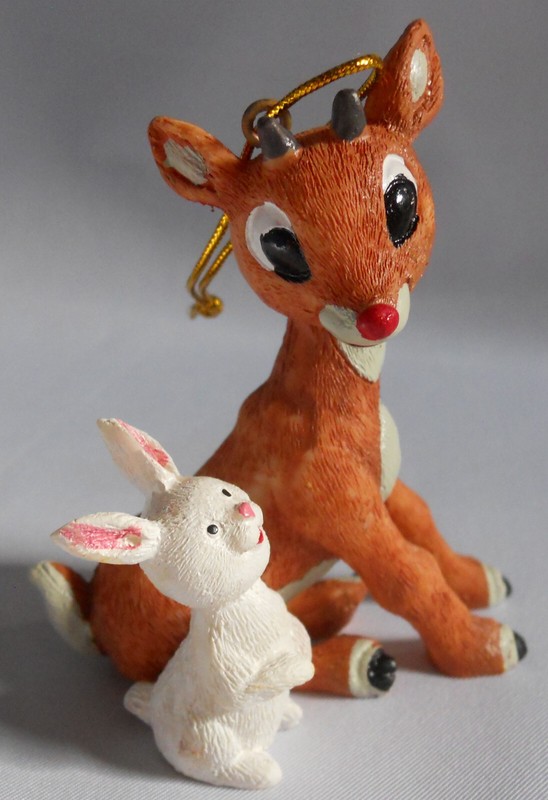 Kurt Adler RUDOLPH Red-nosed Reindeer White Bunny Christmas Ornament Misfit Toy