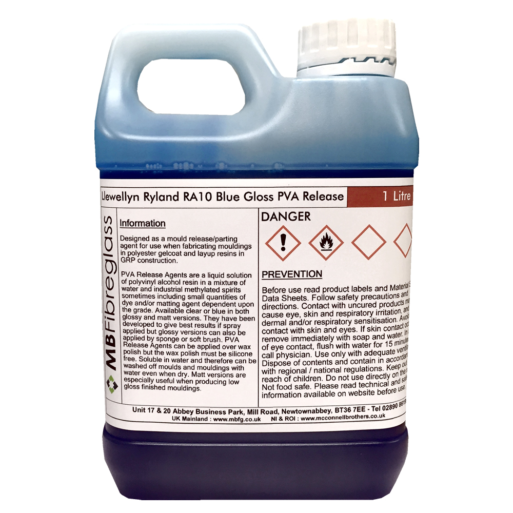 Polycraft RA10 (Llewellyn Ryland) PVA Blue Gloss Release Agent - 1 Litre