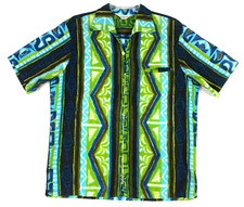 RARE Vintage Tropicana Hawaiian Shirt Mens M Barkcloth Full Zip 60s Welt Pocket