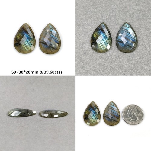 Amazing Rainbow Flashing Labradorite Pear Oval Shape Briolette Set For Jewelry - Picture 10 of 10