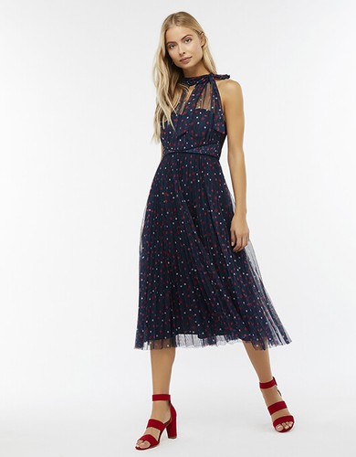 New MONSOON UK 10 Blue DOTTIE Polka Dot 