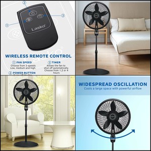 NEW-Lasko-1843-Remote-Control-Cyclone-Pedestal-Fan-with-Built-in-Timer-Black