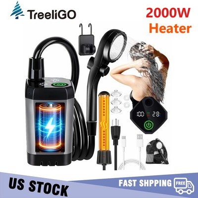 Portable Camping Shower Heater Rechargeable Outdoor 6000mAh Camp Pump for Travel