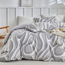 Lekesky Grey Duvet Cover King Size, Abstract Geometric Print King Duvet Cover...