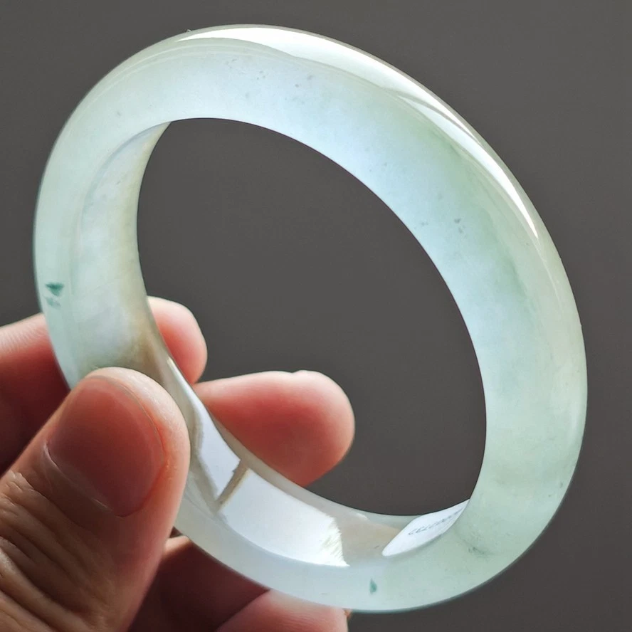 Brazalete de jadeíta verde helado natural 57 mm Birmania jadeíta jade 3129 Foto 2 de 4