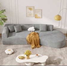 Compressed Sofa Nalupatio Grey Color,Corduroy Fabric Compression Joint Sofa.