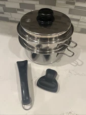 Saladmaster 316Ti Titanium Stainless Steel 3 Quart Saucepan, Steamer & 2 Handles